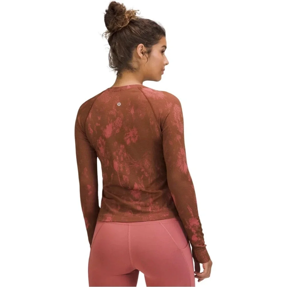 Lululemon Athletica Brown and Pink Long Sleeve Top-size 10 NWT - Picture 2 of 8
